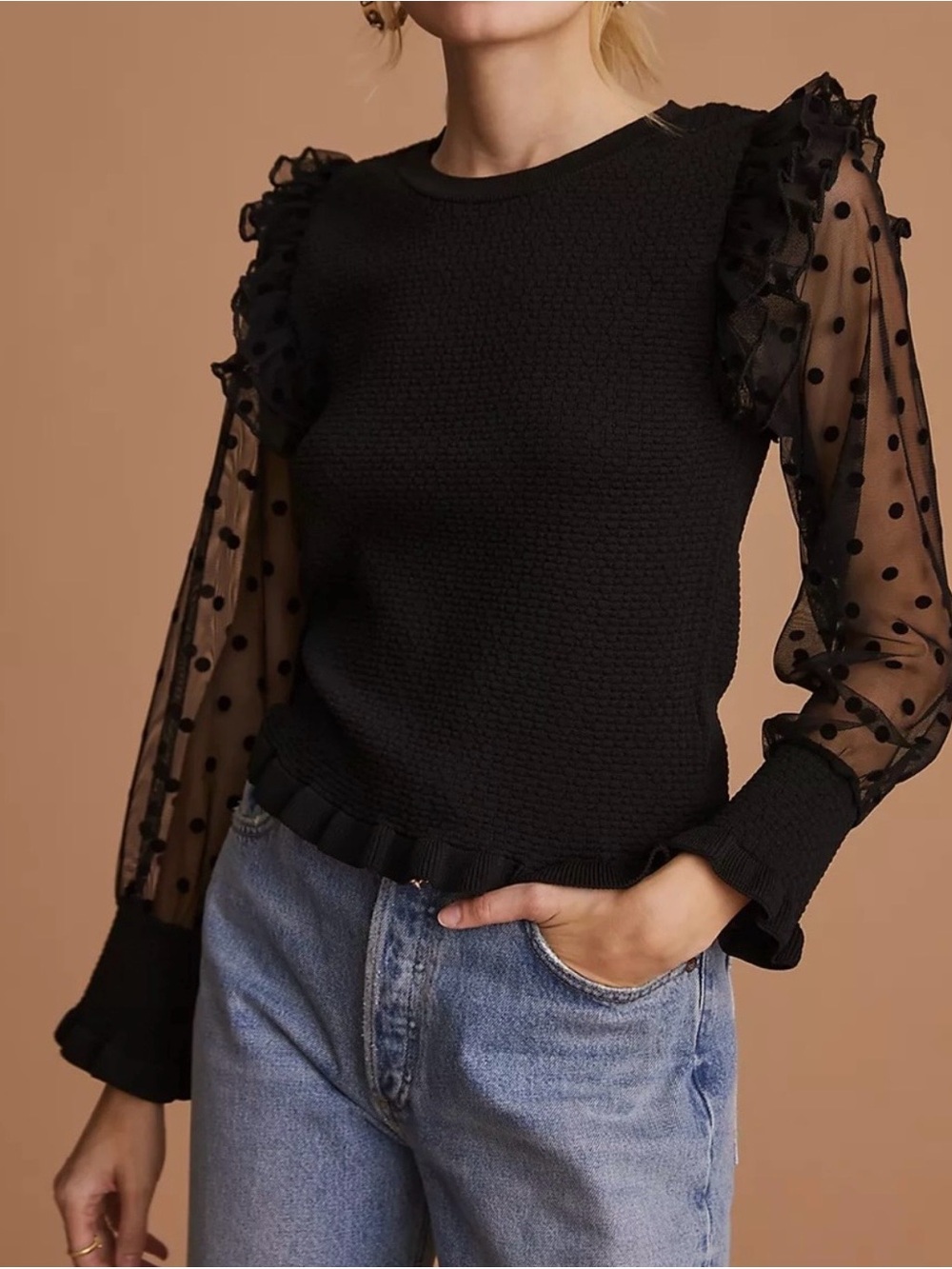 Anthropologie Men’s Dark Navy Textured Crewneck Sweater